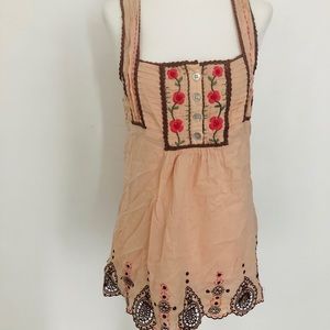 Pale pink boho tunic top